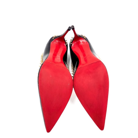 Christian Louboutin Black Patent Leather Spike Anjalina 85 Pumps EU 37.5 - Picture 7 of 8